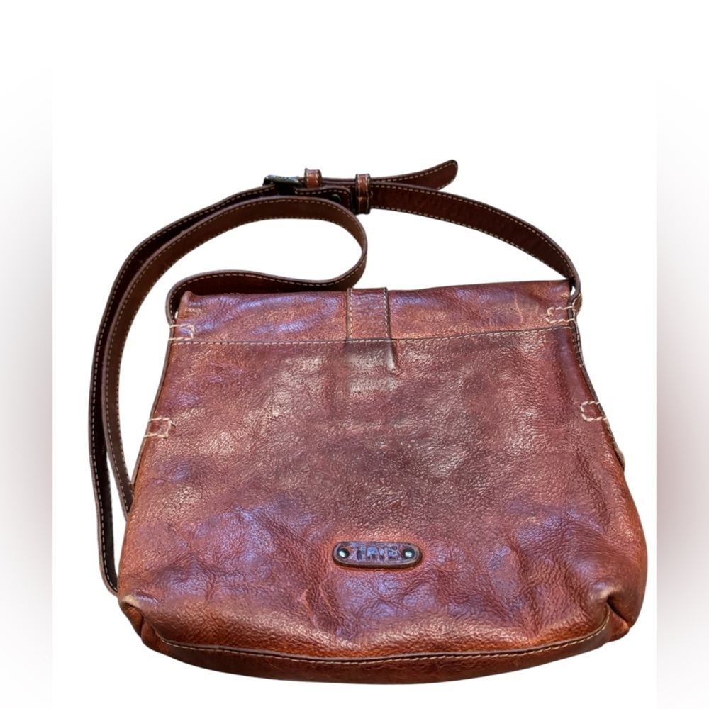 FRYE Artisan Red Leather Fold Over Crossbody Bag Purse - Picture 9 of 16